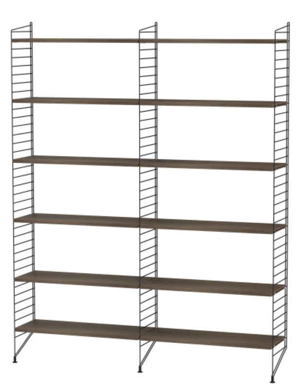 String Wohnzimmer Boden Regalsystem A String Furniture Walnuss - Schwarz