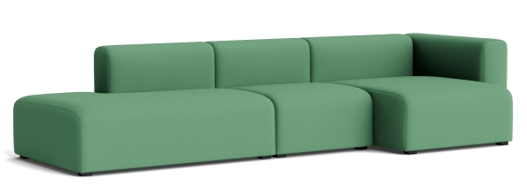 Grünes Mags Sofa 3-Sitzer mit Armlehne rechts, moderner Stoffbezug, bequemes Wohnzimmermöbel.