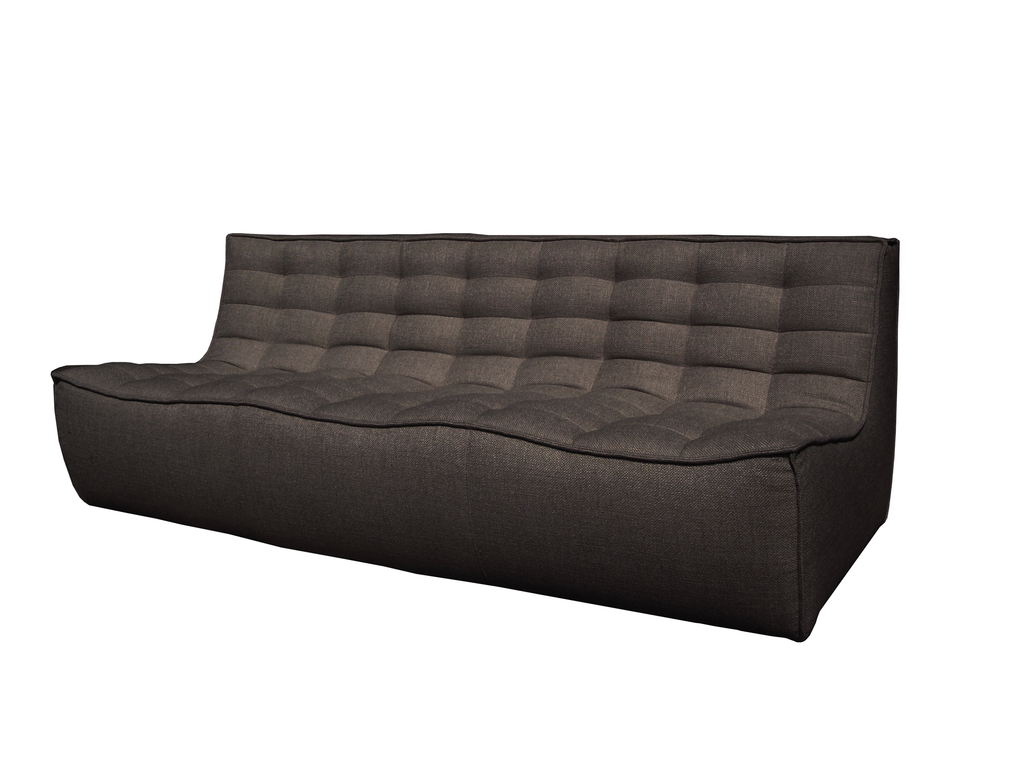 Dunkelgraues N701 Sofa von Ethnicraft, ein moderner 3-Sitzer mit gesteppter Oberfläche.
