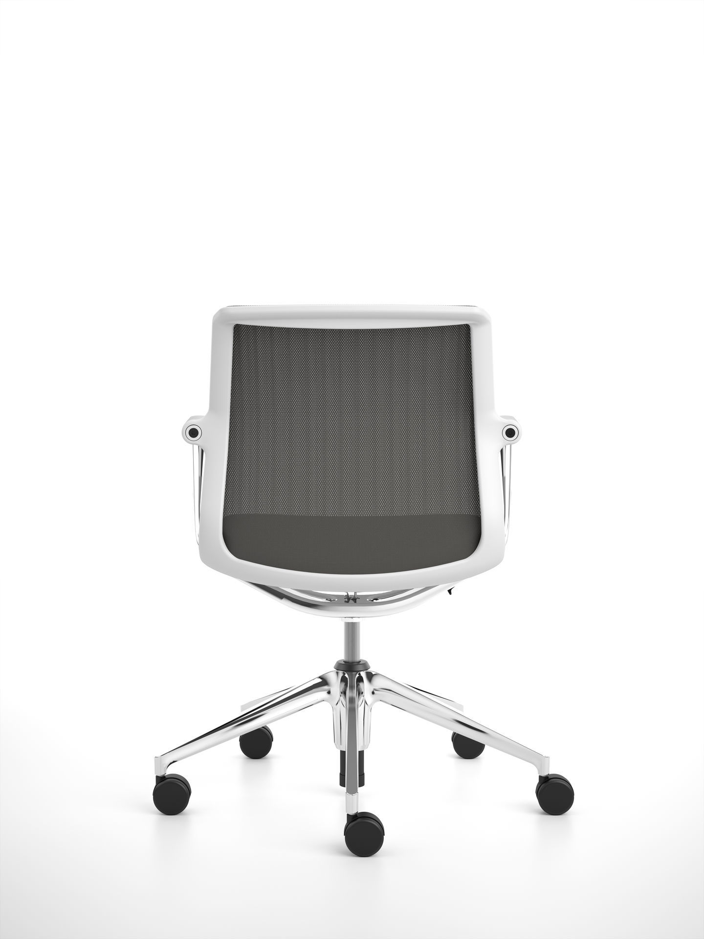 Vitra Unix Chair Bürostuhl mit Fünfsternfuß und Rollen, Ansicht von hinten.