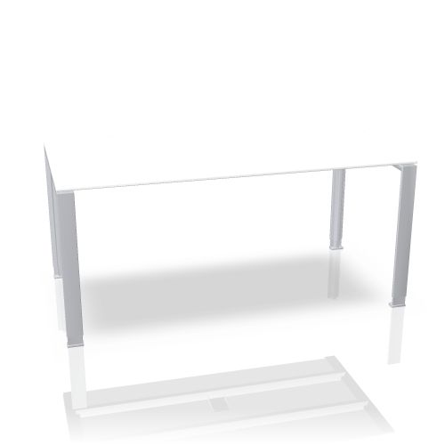 Weißer DOIT4 Schreibtisch von König+Neurath, höhenverstellbar mit silbernen Beinen, modernes Design für Büro und Homeoffice.