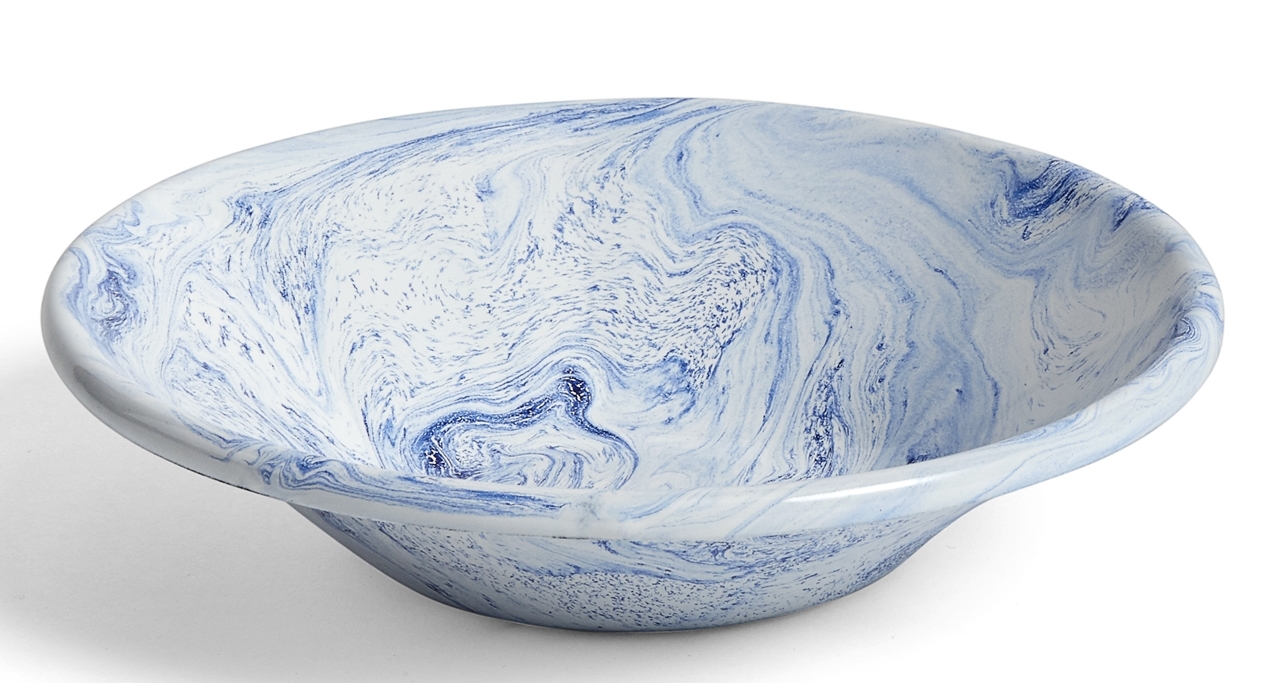 Tiefer Soft Ice Teller von Hay mit blau-weißem Marmor-Muster, ideal für Eis, Desserts und mehr.