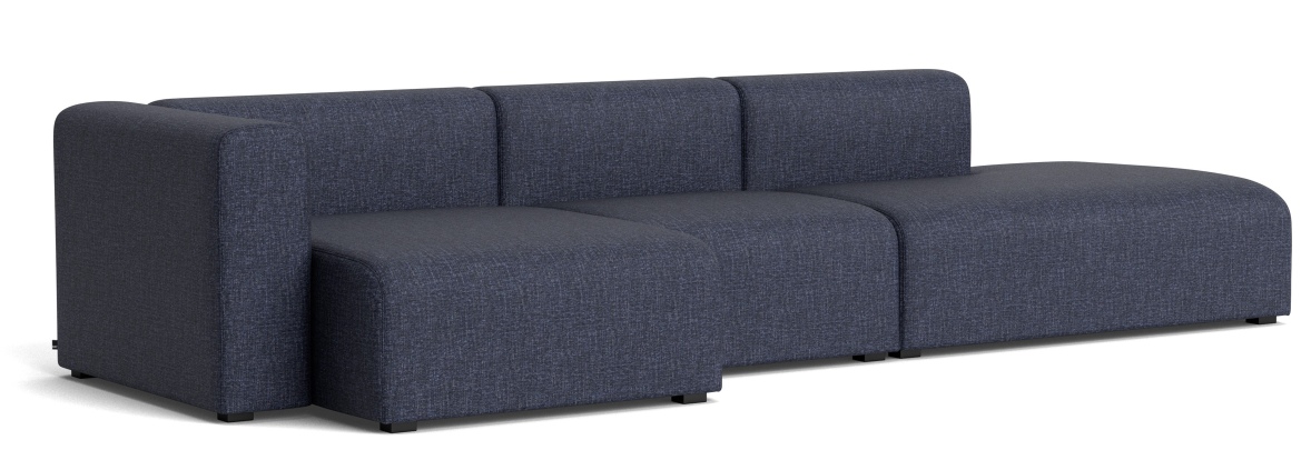 Blaues Mags Sofa 3-Sitzer mit Armlehne links von Hay, modernes modulares Wohnzimmermöbel.