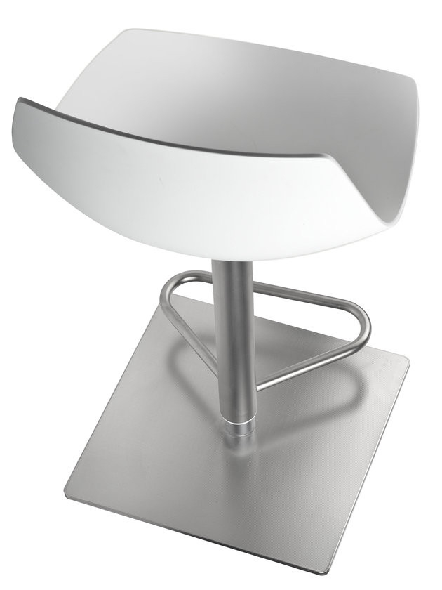 Miunn Barhocker von La Palma, weiße Sitzschale mit Edelstahlfuß, moderner Design Barstuhl.