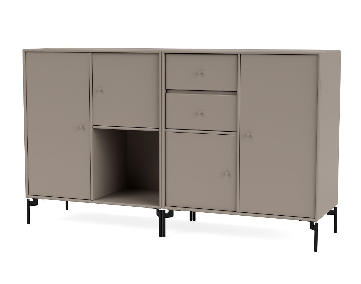 Montana Couple Sideboard mit schwarzem C-Gestell: Modernes Sideboard mit Türen, Schubladen und offenem Fach.
