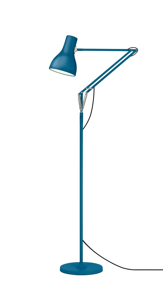 Blaue Type 75 Stehleuchte Margaret Howell Edition von Anglepoise, verstellbare Designerlampe für Wohnzimmer und Büro.