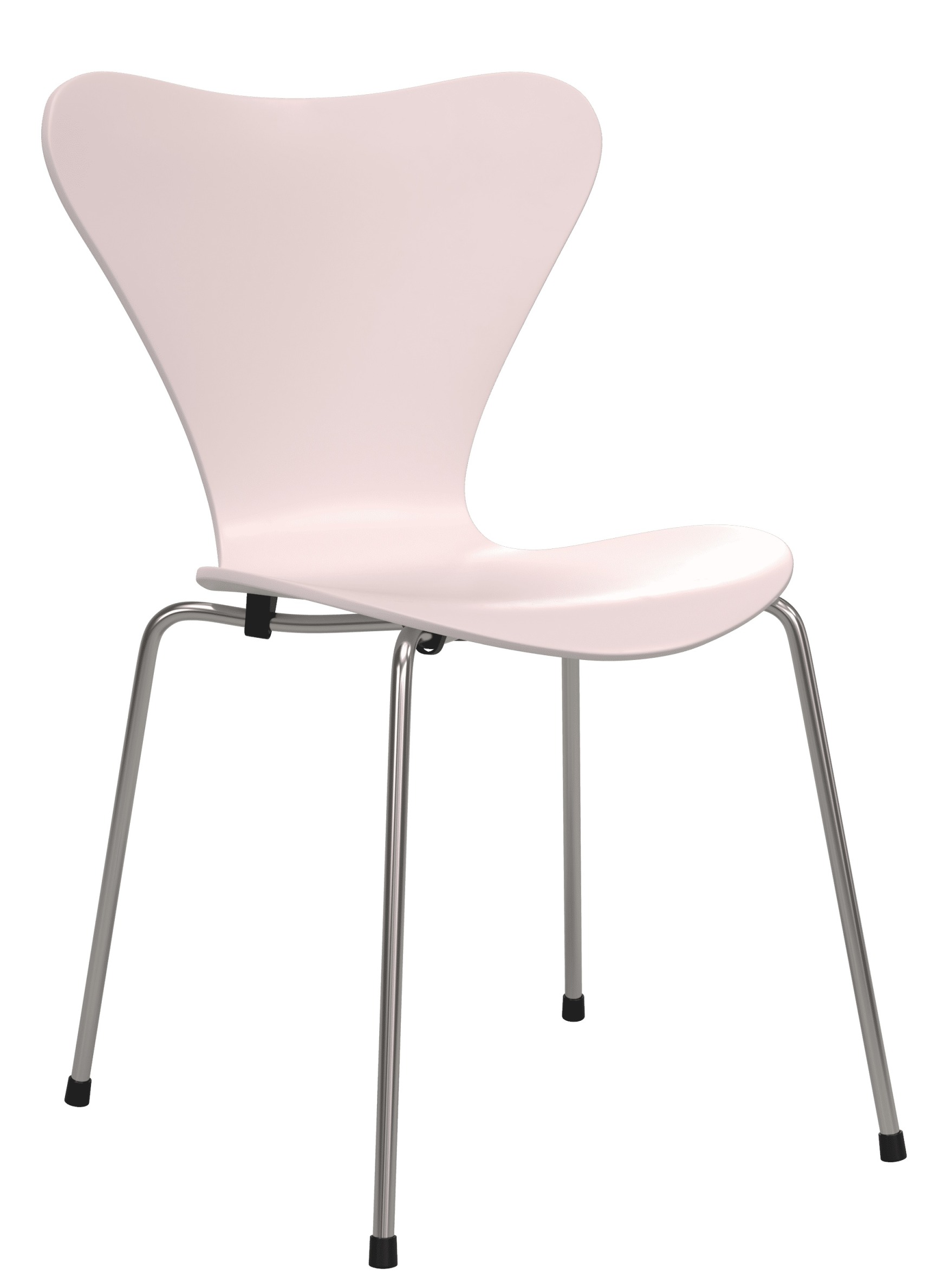 Pinker Siebener Stuhl von Fritz Hansen mit Chromgestell. Designklassiker für Esszimmer und Büro.