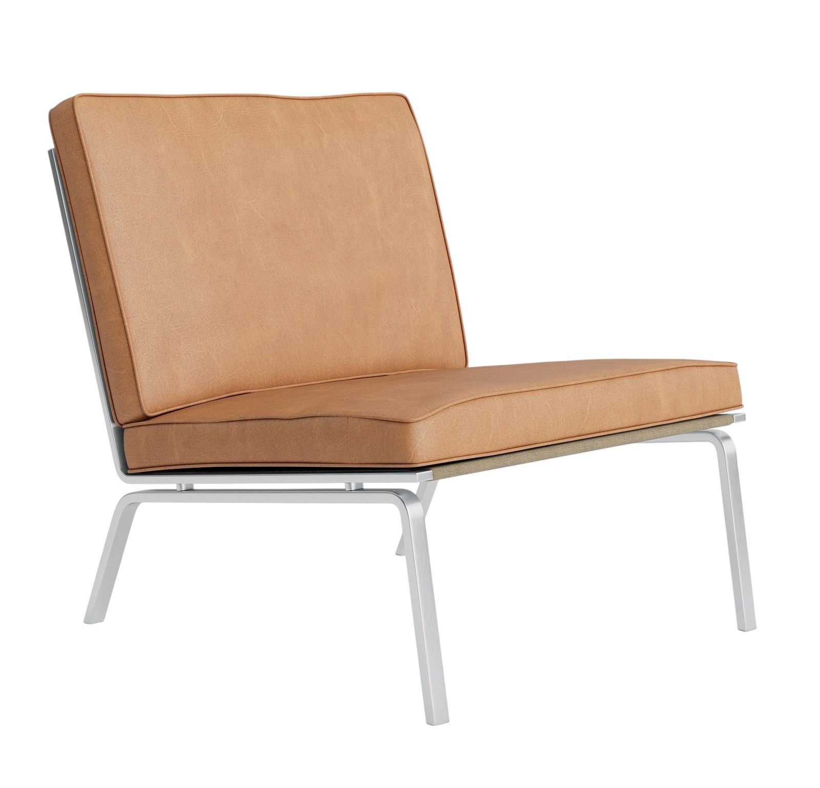 Man Lounge Chair von NORR11, Ledersessel in Braun mit silbernem Metallgestell. Design Sessel für Wohnzimmer.