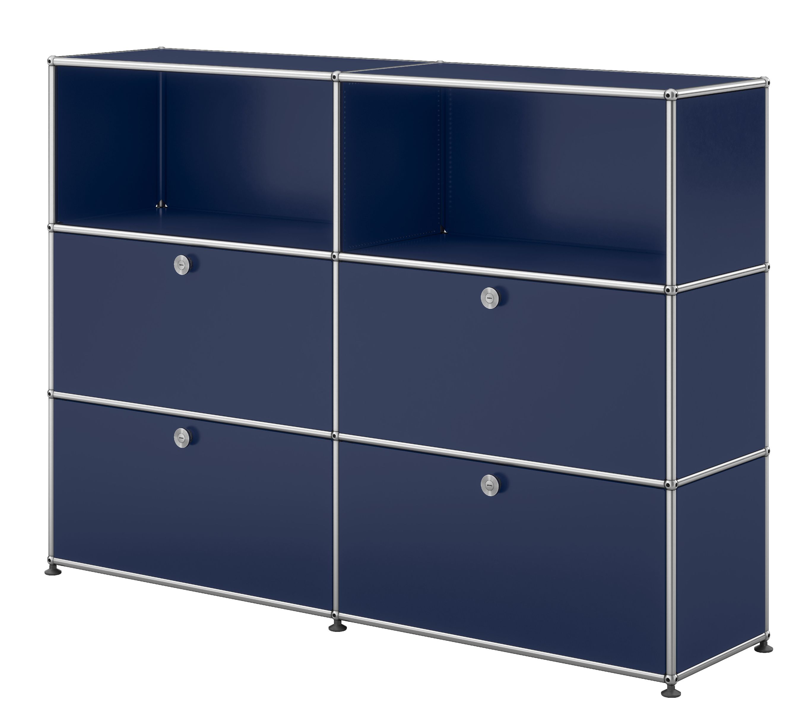 USM Haller Highboard 2 Offen / 2 Klappen / 2 Schubladen Stahlblau