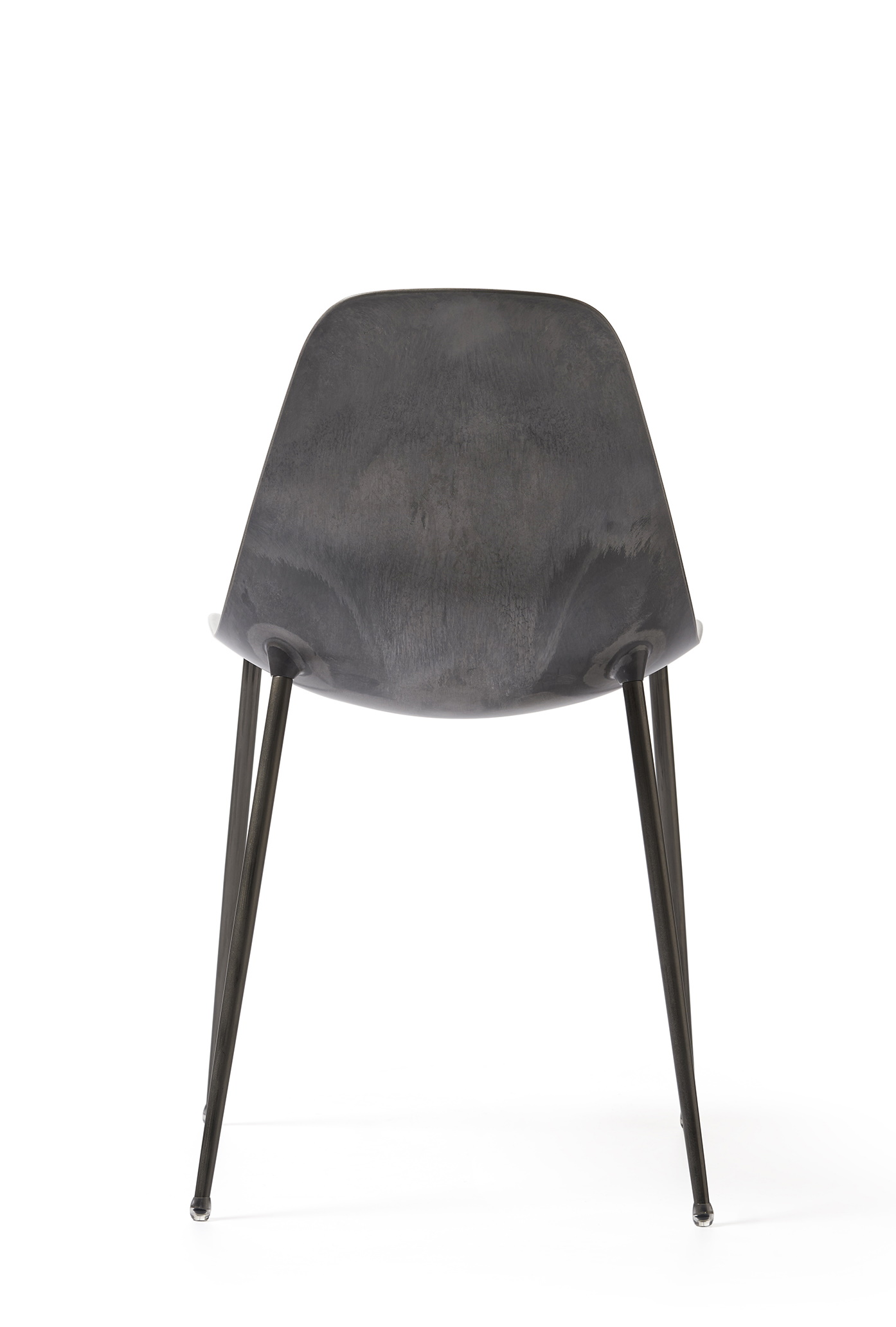 Rückansicht des Mammamia Stuhls von Opinion Ciatti mit Metallgestell und Sitzschale.