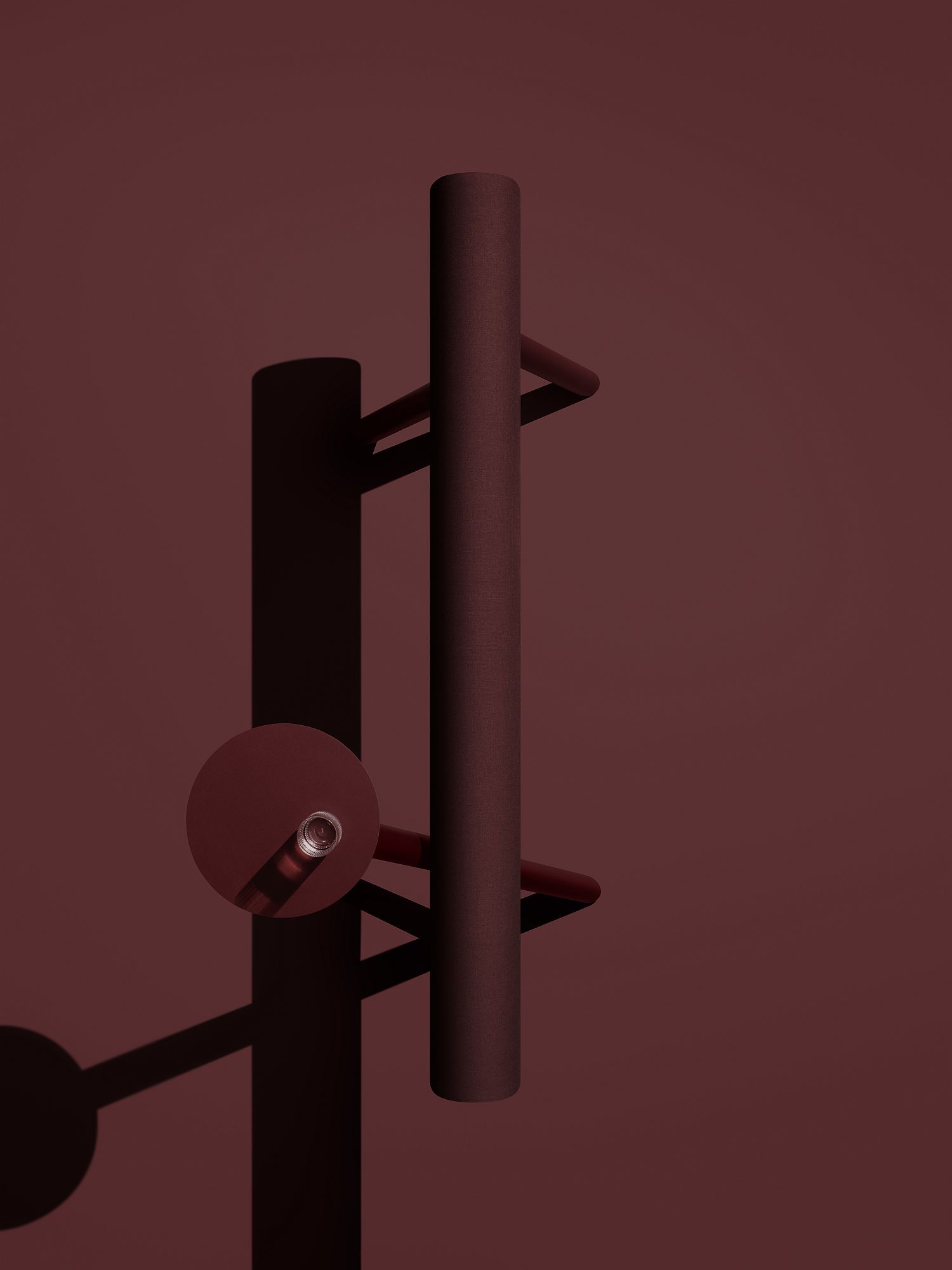 Detailaufnahme des Lumber Floor Sitzmöbel von Mizetto in Burgunderrot. Design Sitzmöbel für moderne Büros.