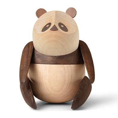 Holz Panda Figur von Architectmade, handgefertigte Holzdeko für Kinder und Sammler.