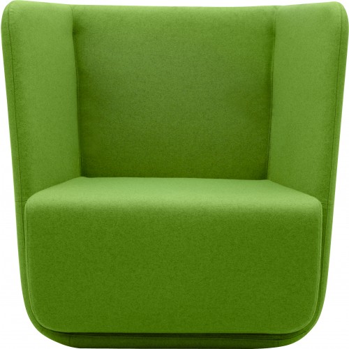 Grüner Sessel "Basket" mit niedriger Sitzhöhe, moderner Loungesessel für Wohnzimmer und Büro.