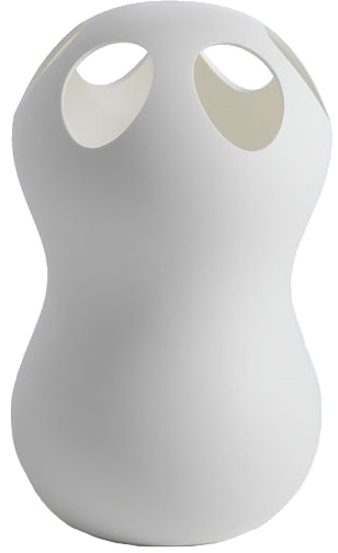 Weißer Zontik Schirmständer von Casamania Horm mit runden Öffnungen für Regenschirme und modernem Design.