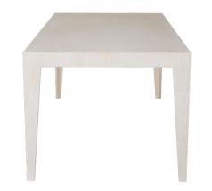 Weißer, minimalistischer Holztisch MARTA. Moderner Esstisch oder Schreibtisch aus hellem Holz für Wohnzimmer und Büro.