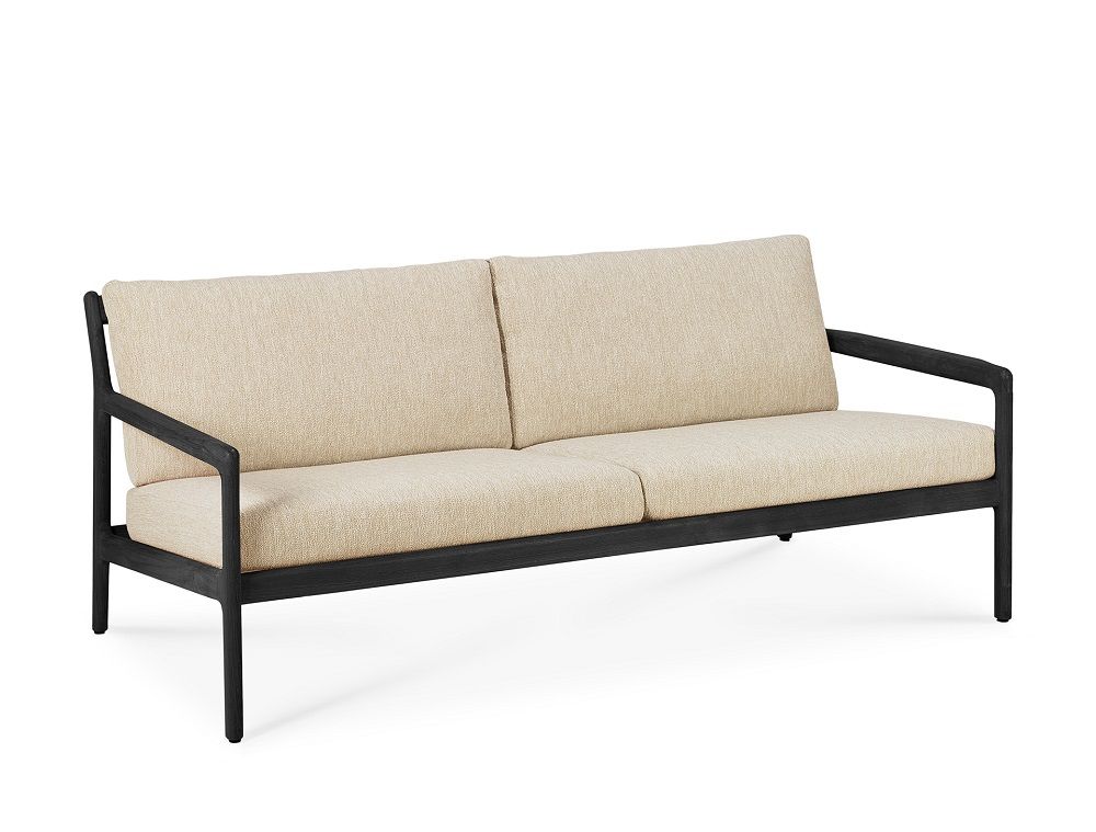 Jack Outdoor Sofa 2-Sitzer von Ethnicraft: Teakholzrahmen schwarz lackiert, naturfarbene Polsterung.