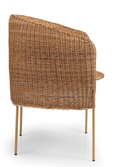 Caribe Dining Chair aus Rattan, gelbe Beine, Outdoor Stuhl aus Naturmaterialien von Ames.