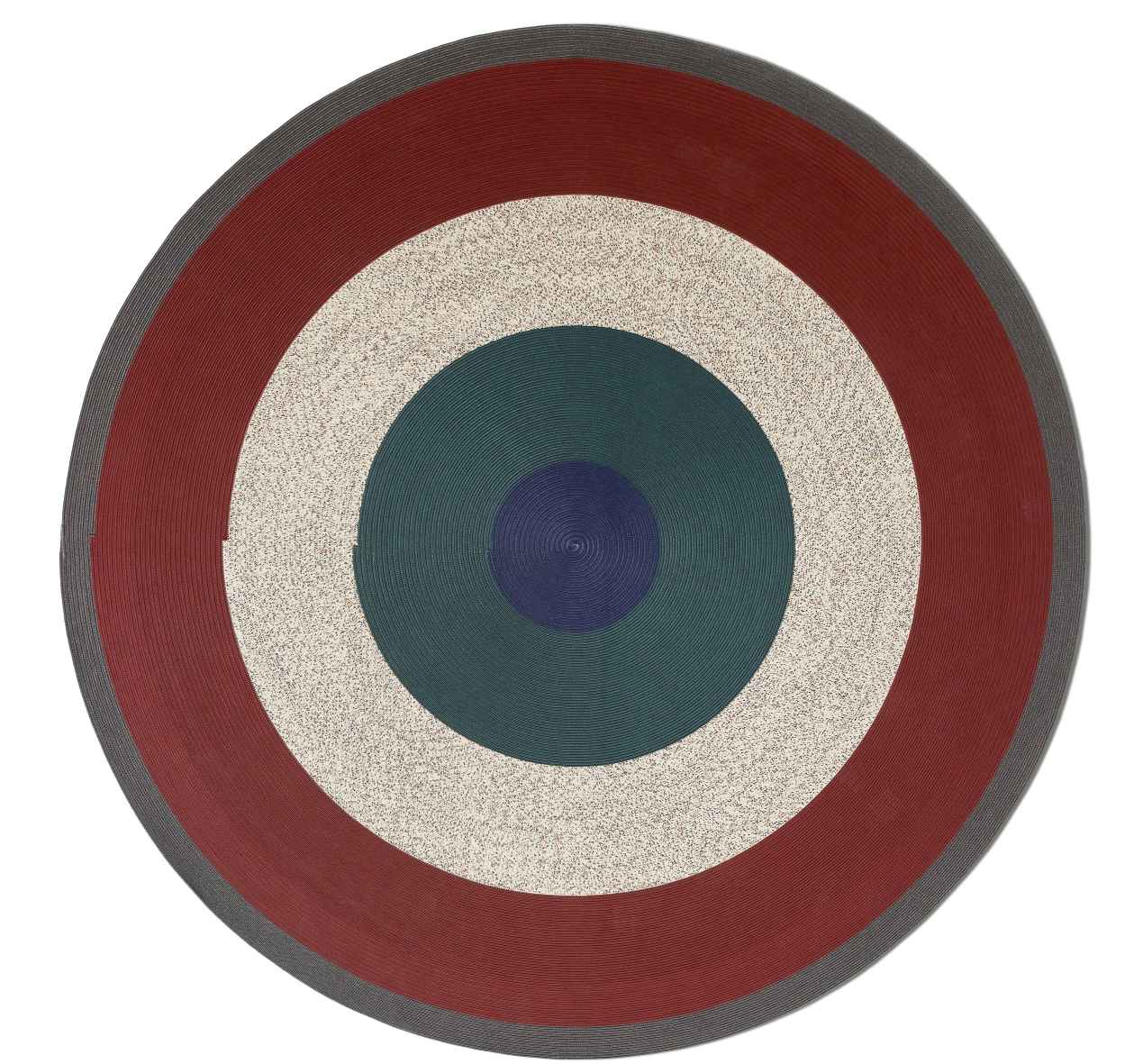 Runder Circus Teppich Ø 300 cm von Cassina für den Außenbereich mit farbigen Kreisen.