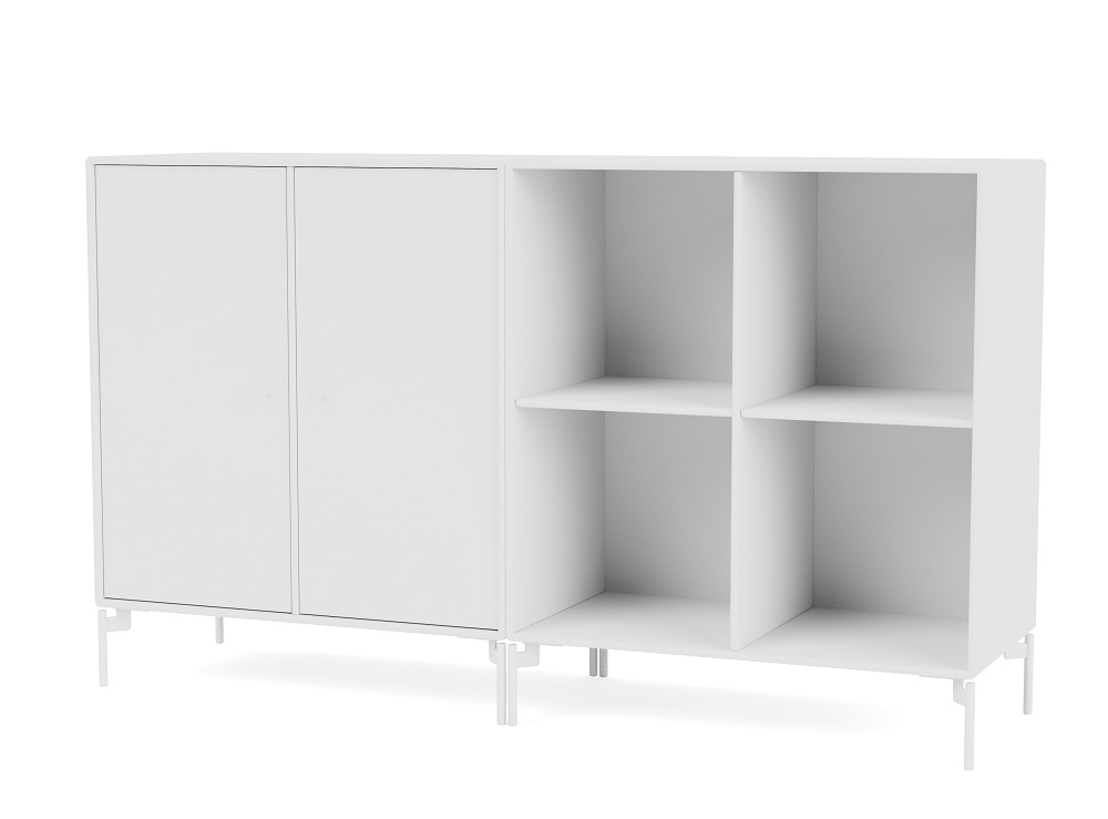Weißes Montana Sideboard "Pair" mit Türen und Regalfächern für Wohnzimmer und Büro.