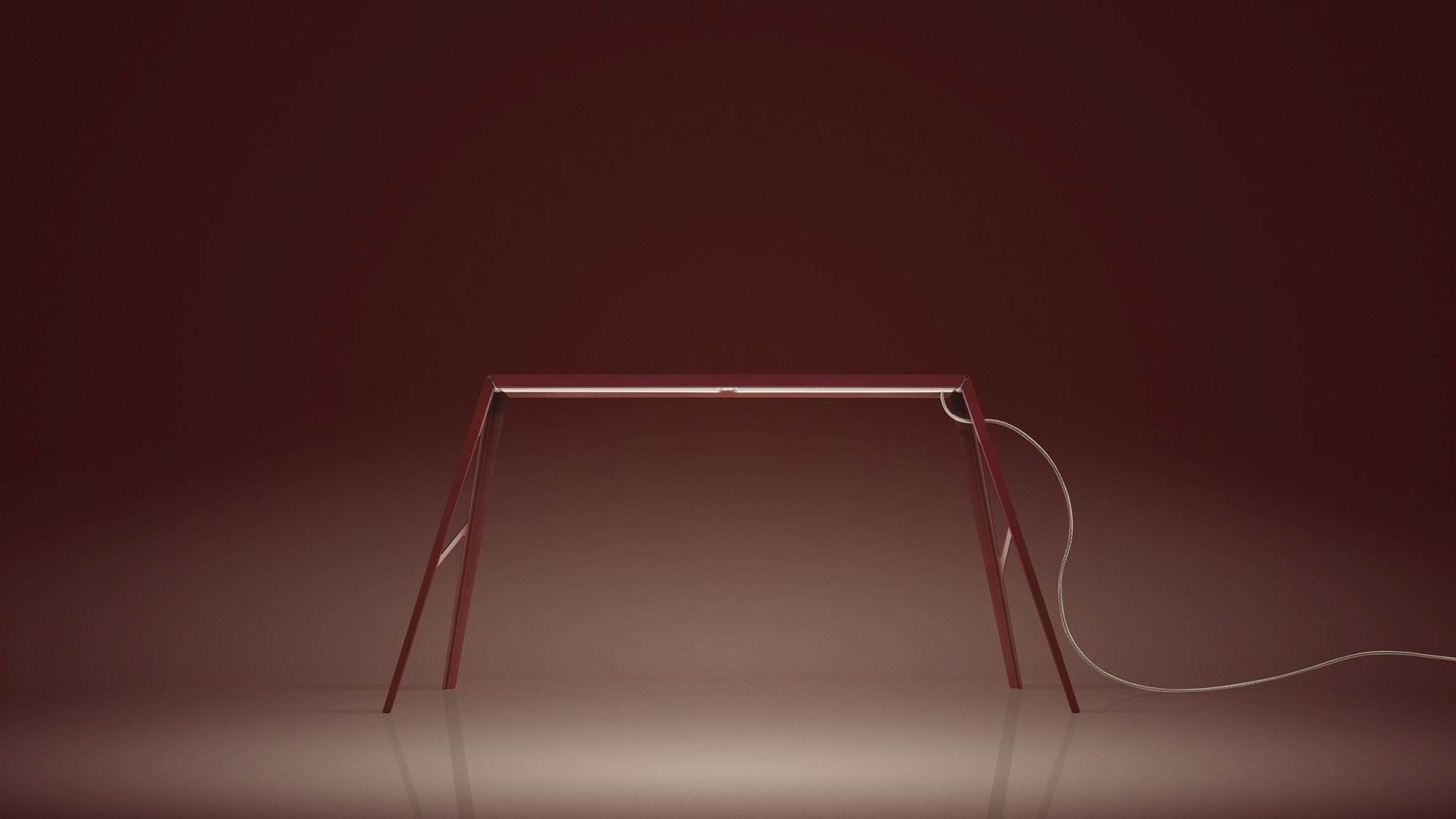 Rote Bridge Tischleuchte von Foscarini: Moderne LED-Lampe für Nachttisch oder Schreibtisch.