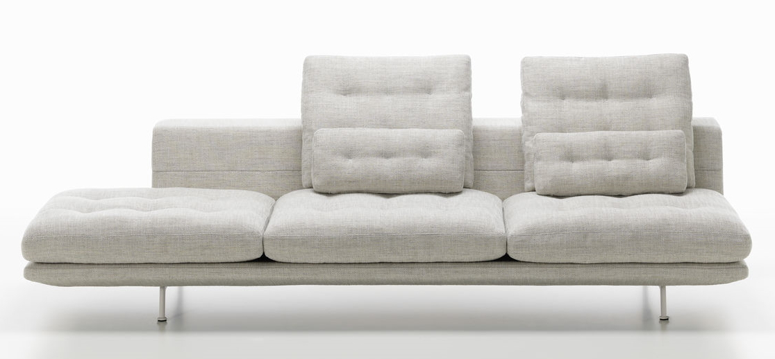 Helle Vitra Sofa mit Stoffbezug, 3,5-Sitzer, modernes Design für Wohnzimmer und Lounge.