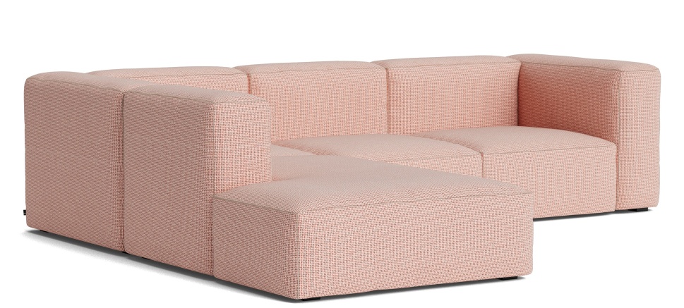 Mags Soft Sofa Corner Combination 2 Armlehne links Hay Stoff Tartaglia Rot/Weiß mit Beige Stich