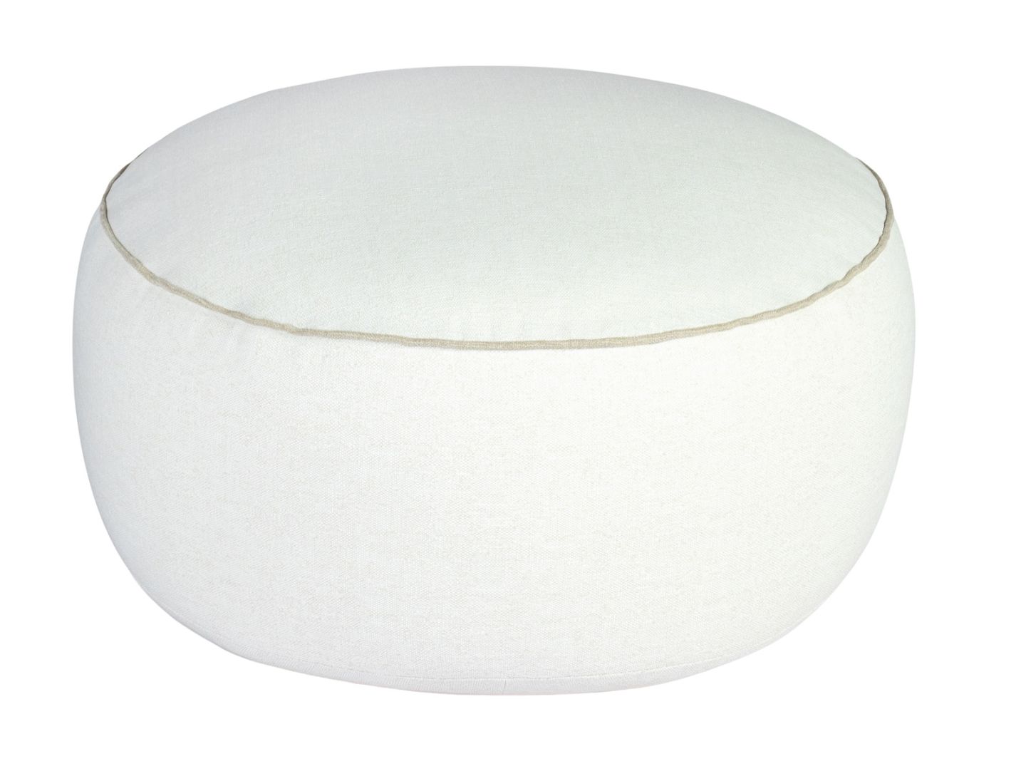 Weishäupl Maliha Lounge Hocker, rund, weiß, für den Outdoor-Bereich. Sitzhocker aus Stoff.