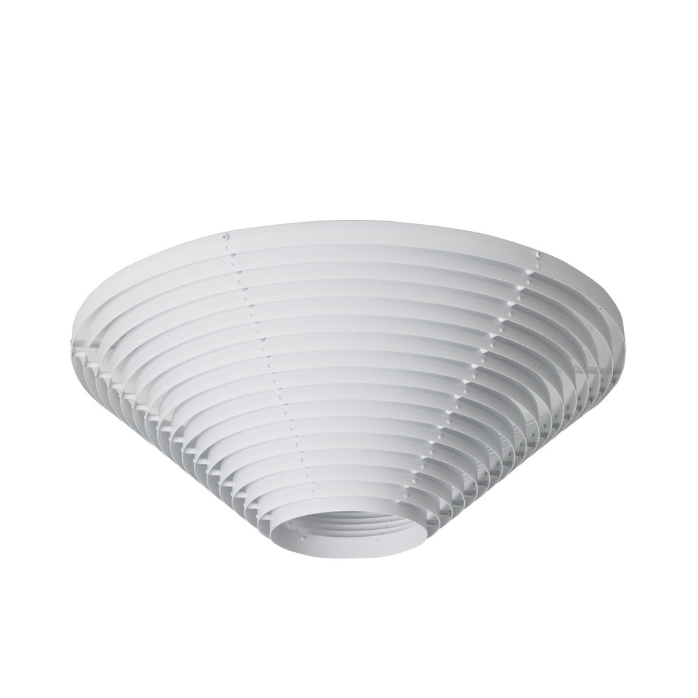 Weiße Artek Deckenleuchte mit Lamellenstruktur für indirekte Beleuchtung, modernes Design.