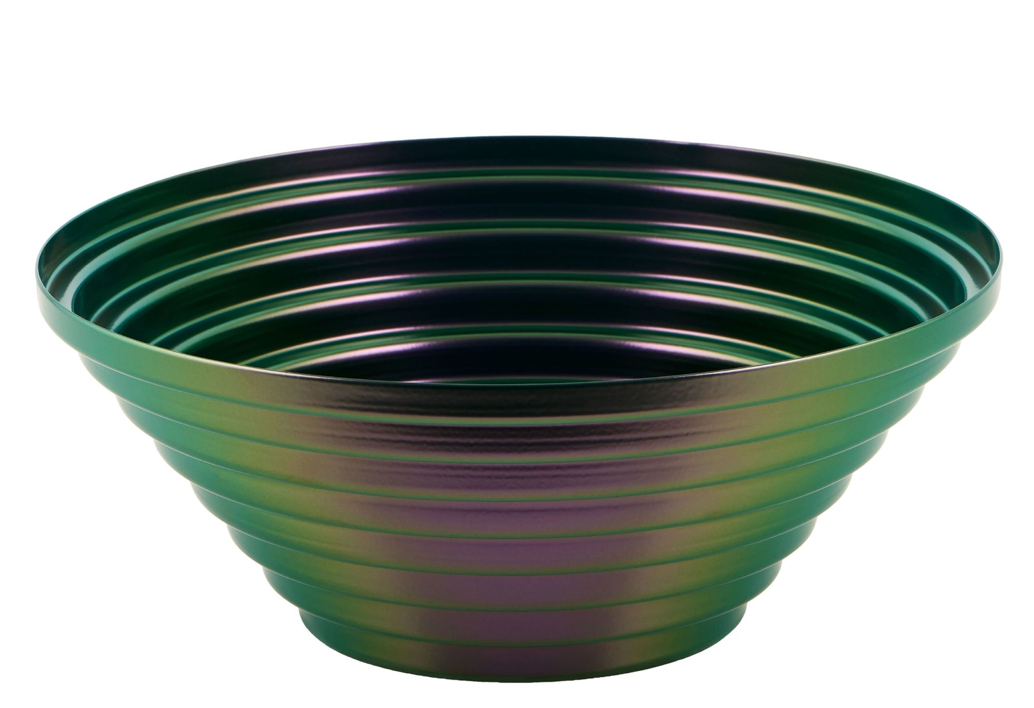 Alessi Maya Schale, rund, 25 cm, in Grün-Lila. Dekorative Design Schale.