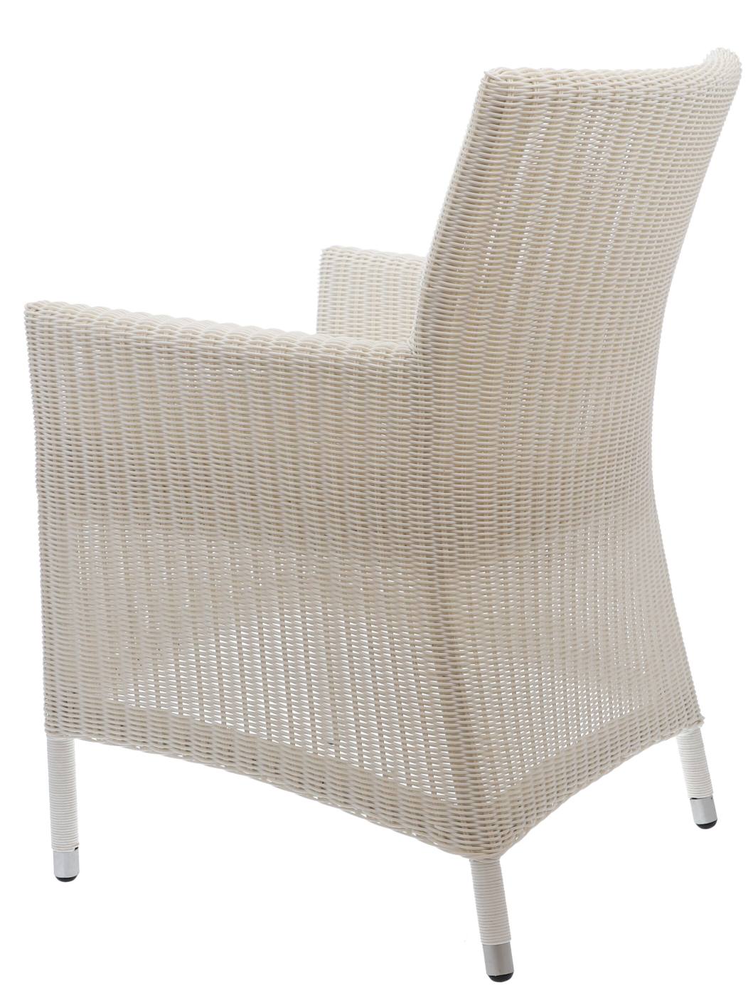 Weißer Poesie Sessel für den Außenbereich von Jan Kurtz, Rückansicht, Rattanoptik, Gartenmöbel.