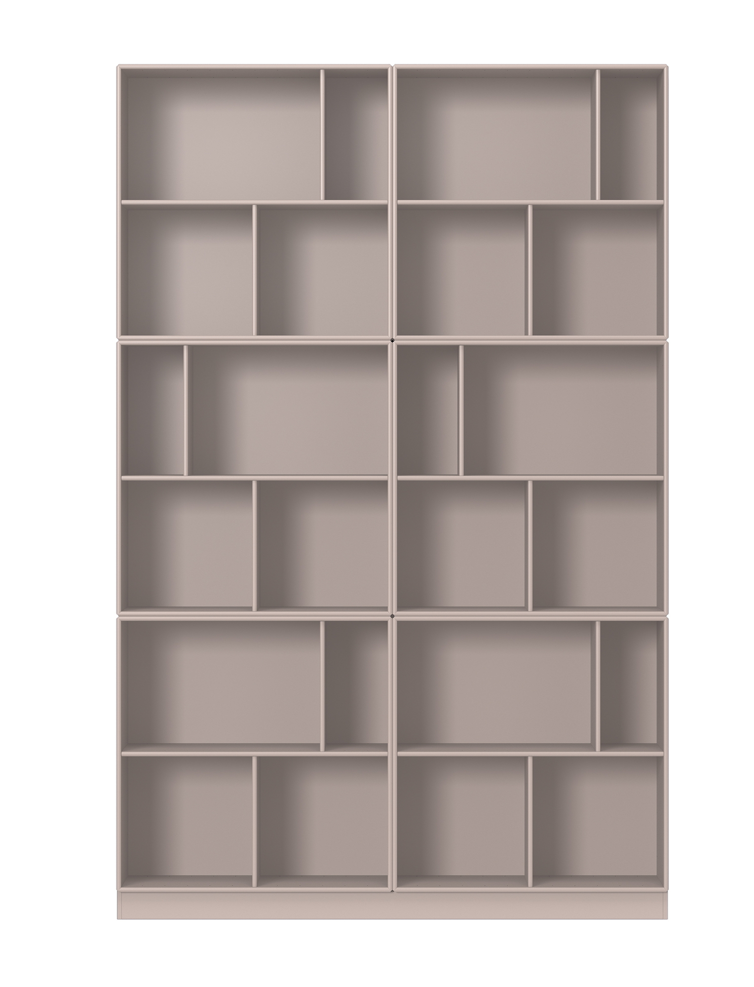 READ Bücherregal in Mushroom Montana Farbe, modernes Design mit verschiedenen Fächern für Bücher und Dekoration.