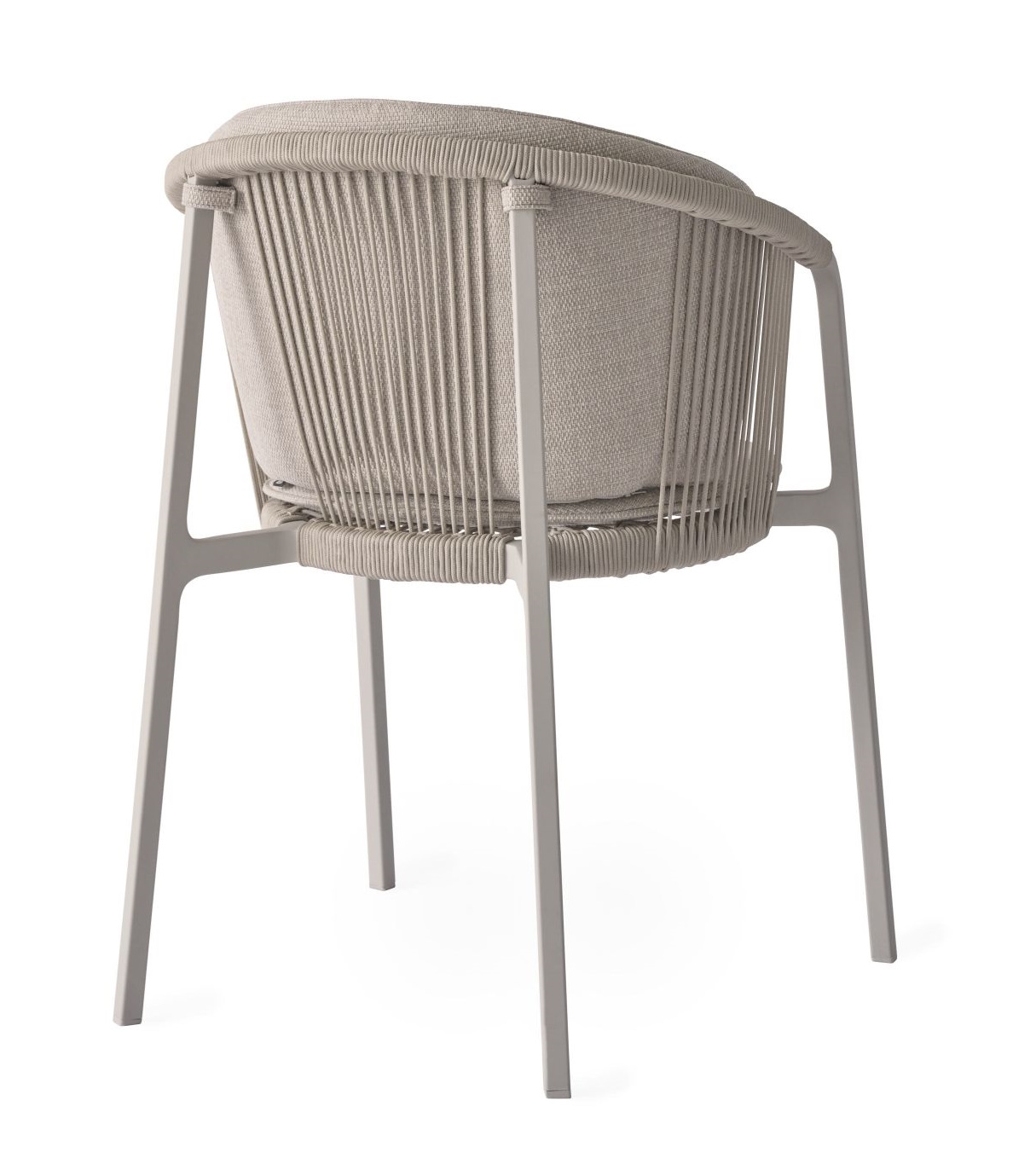 Lagrasse Stuhl von Vipp, Outdoor-Stuhl mit Sitzkissen und Rückenkissen, graues Gestell.