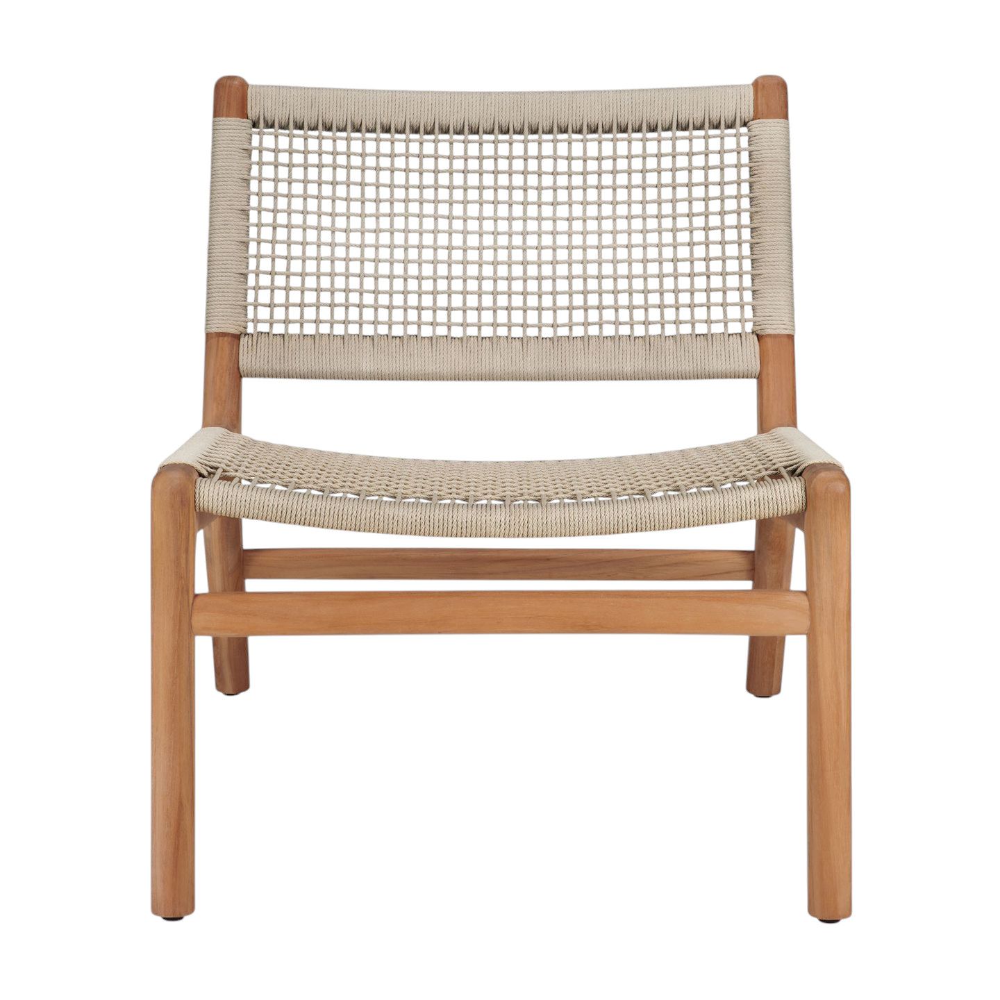 Jack Loungesessel: Outdoor Sessel aus Teakholz mit beige Kordelgeflecht von Ethnicraft.