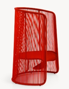 Roter Husk Sessel von Moroso: Moderner Design Sessel mit geflochtener Struktur für den Innen- und Außenbereich.