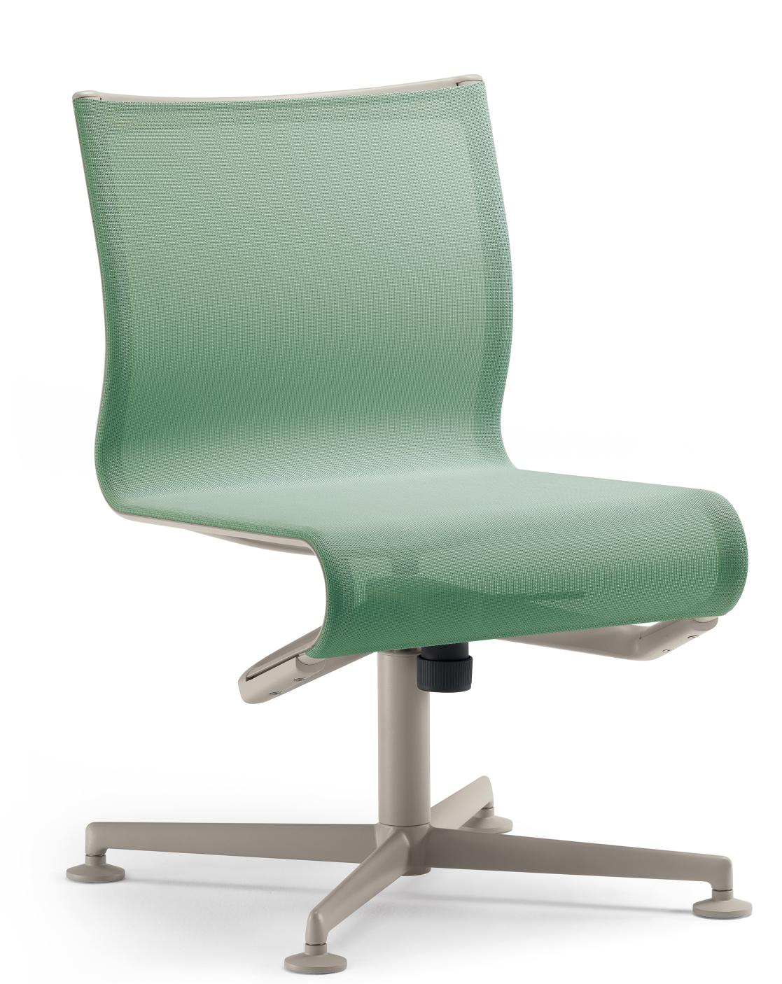 Meetingframe Drehstuhl mit grünem Netzbezug und grauem Fußkreuz, ergonomischer Bürostuhl.