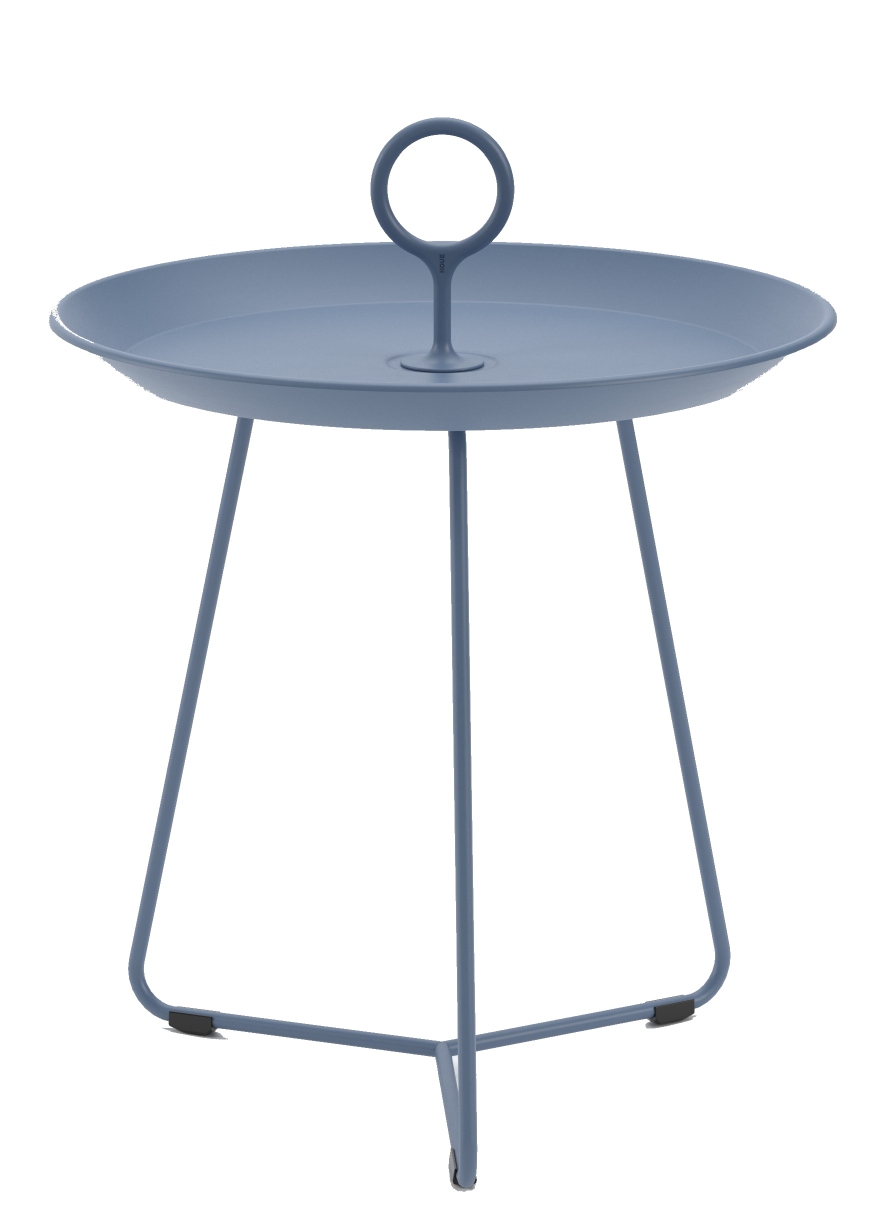 Blauer Eyelet Beistelltisch von Houe für drinnen und draußen mit rundem Griff.