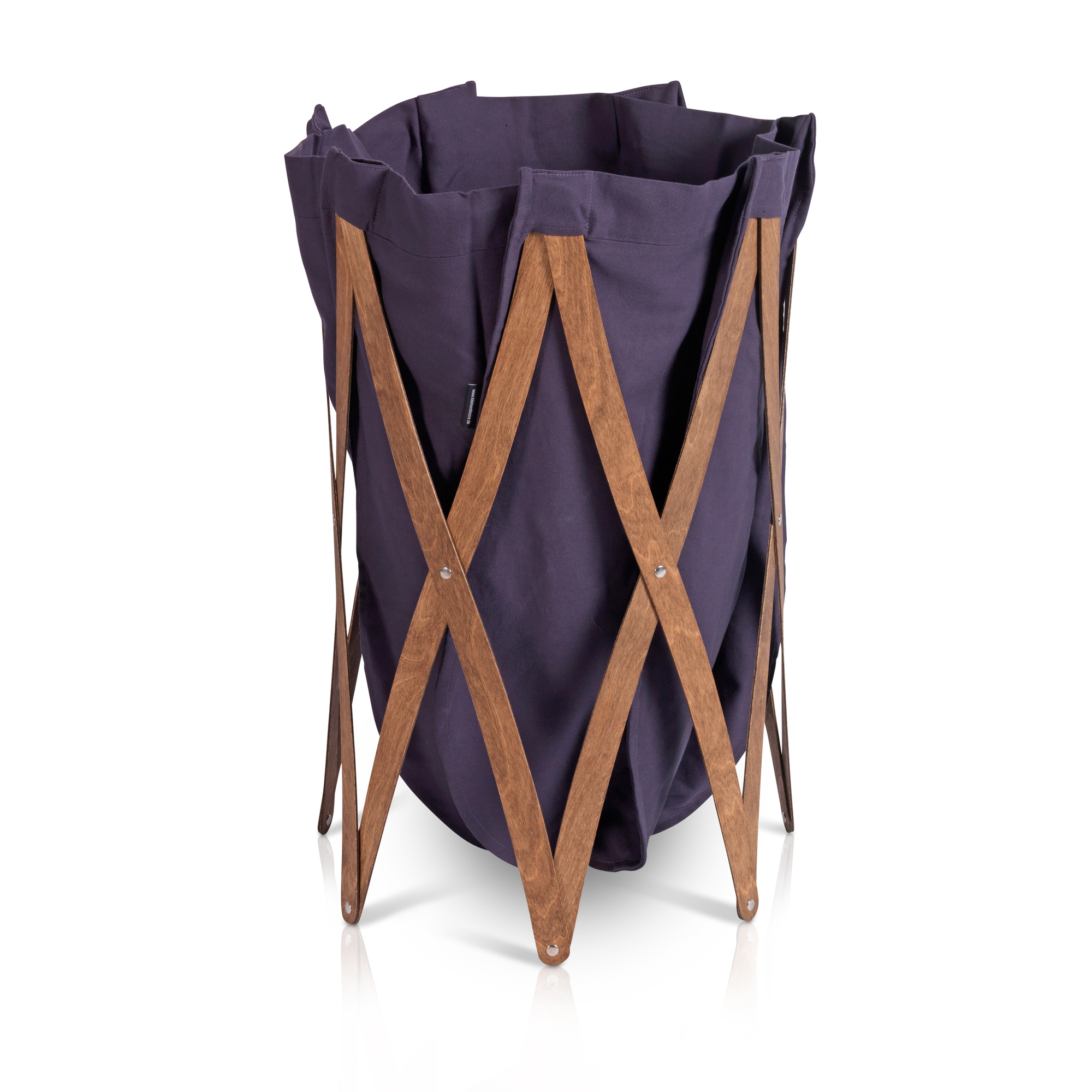 Marie Pi Wäschekorb von Klein & More: Kleiner, anthrazitfarbener Wäschesammler mit Walnuss-Holzgestell. Praktisch und stilvoll.