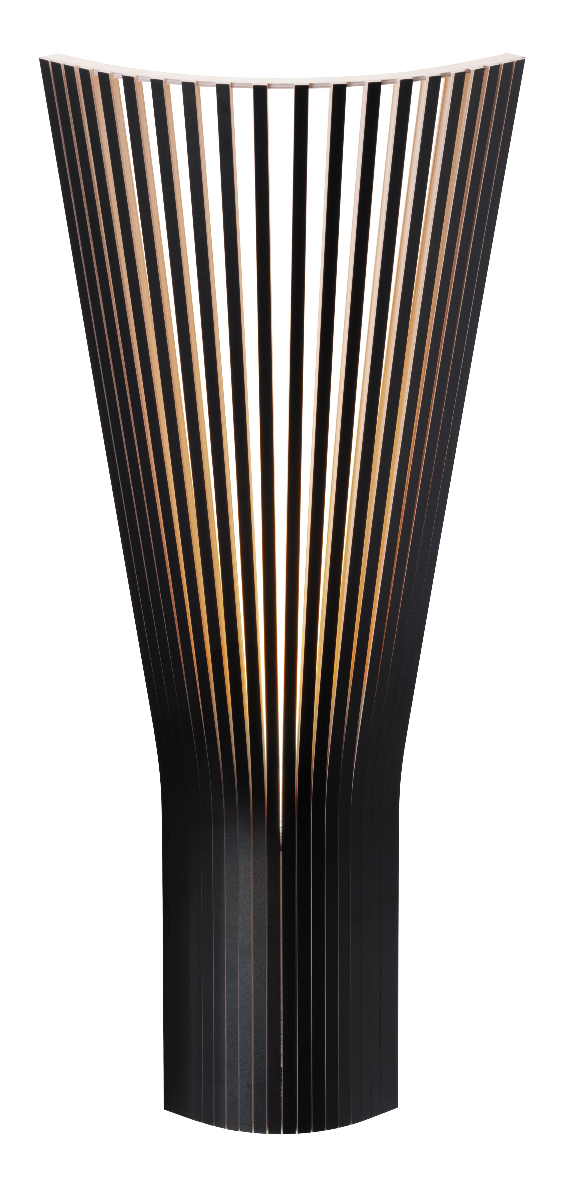 Secto Design 4236 Eckleuchte schwarz laminiert: Moderne Holzleuchte mit Lamellenstruktur für indirektes Licht.