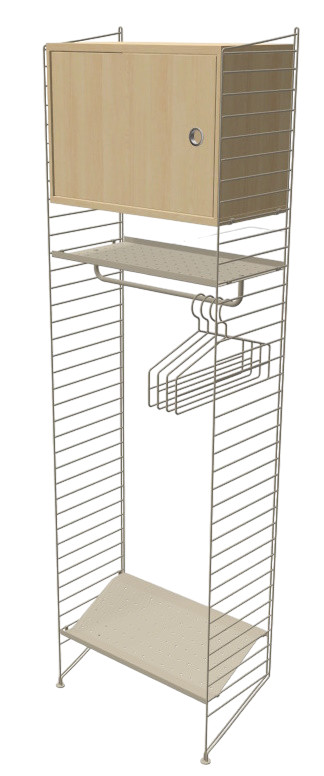 Flur Stringregal mit Schrank, Kleiderstange und Ablageflächen für Flur und Diele.