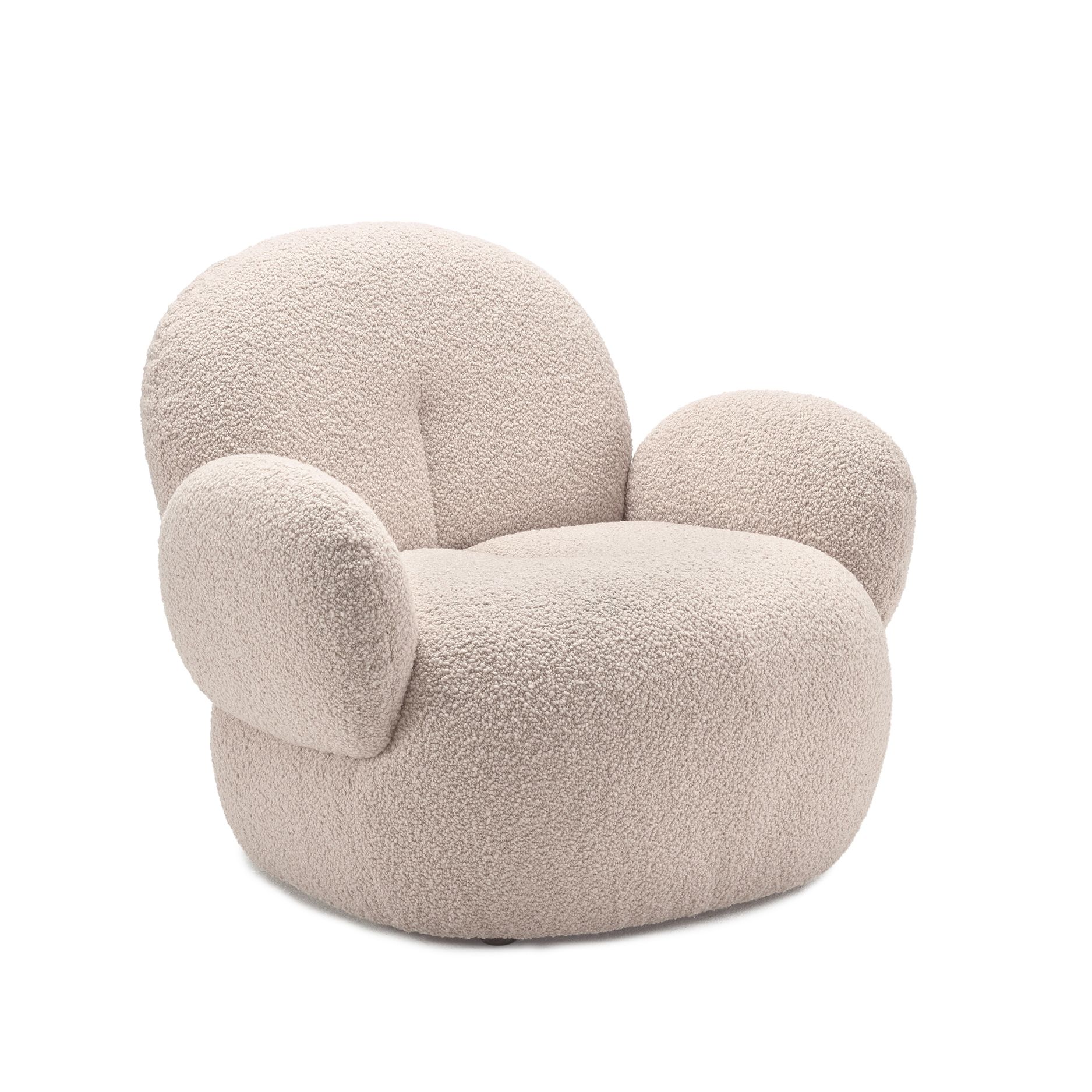 Nana Love Seat von Freifrau Manufaktur: Beiger Sessel mit Bouclé-Bezug, moderner Loungesessel für Wohnzimmer.