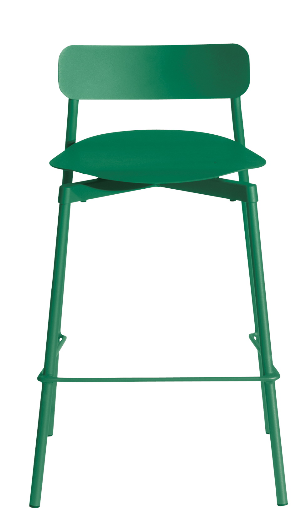 Mintgrüner Fromme Barhocker von Petite Friture, H 65 cm, moderner Metall-Barstuhl mit Rückenlehne.