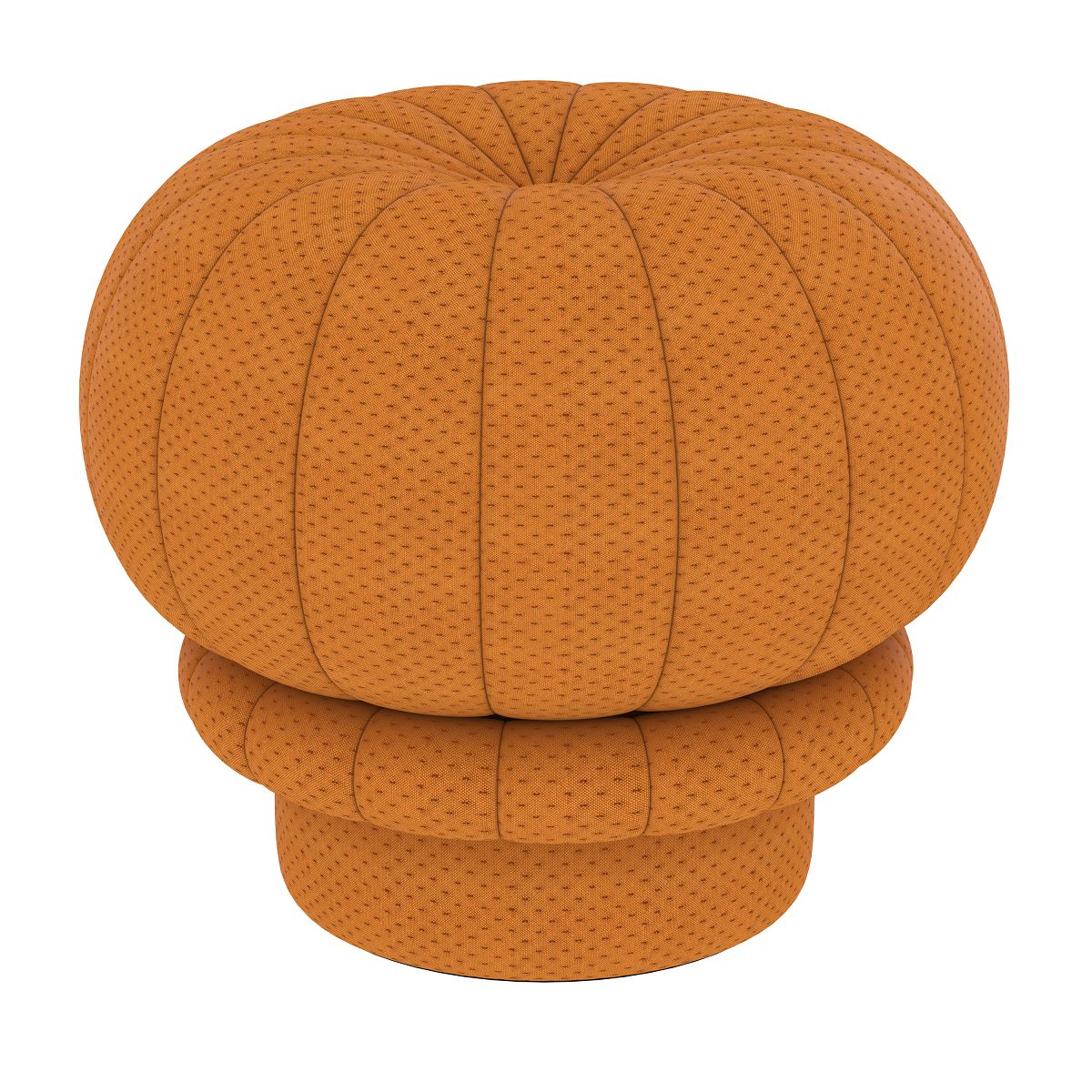 Orangefarbener Claudie Pouf Hocker von Hartô, runder Sitzhocker mit Stoffbezug für Wohnzimmer und Schlafzimmer.