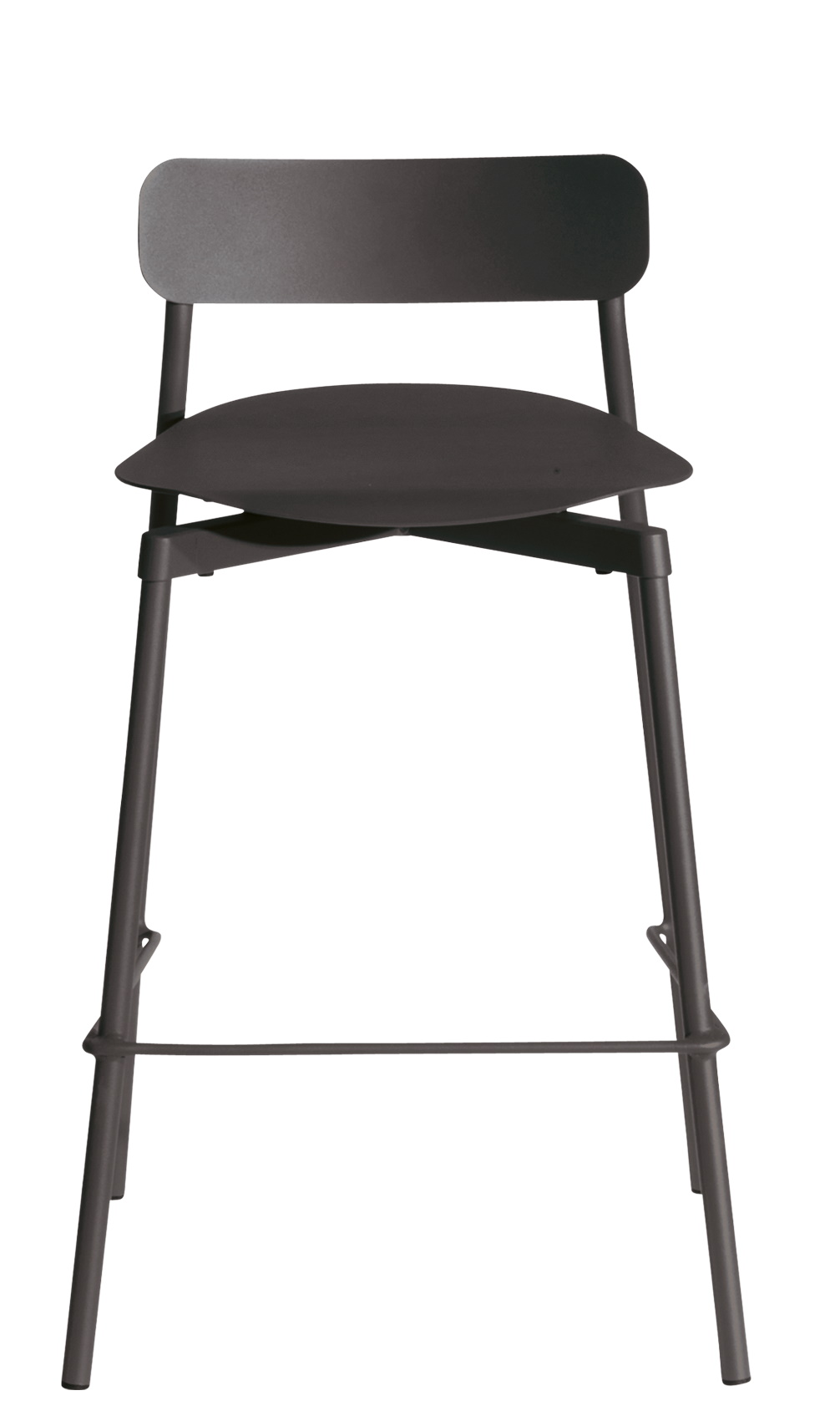 Fromme Barhocker von Petite Friture, H 65 cm, dunkelgrau, Metall, modernes Design.
