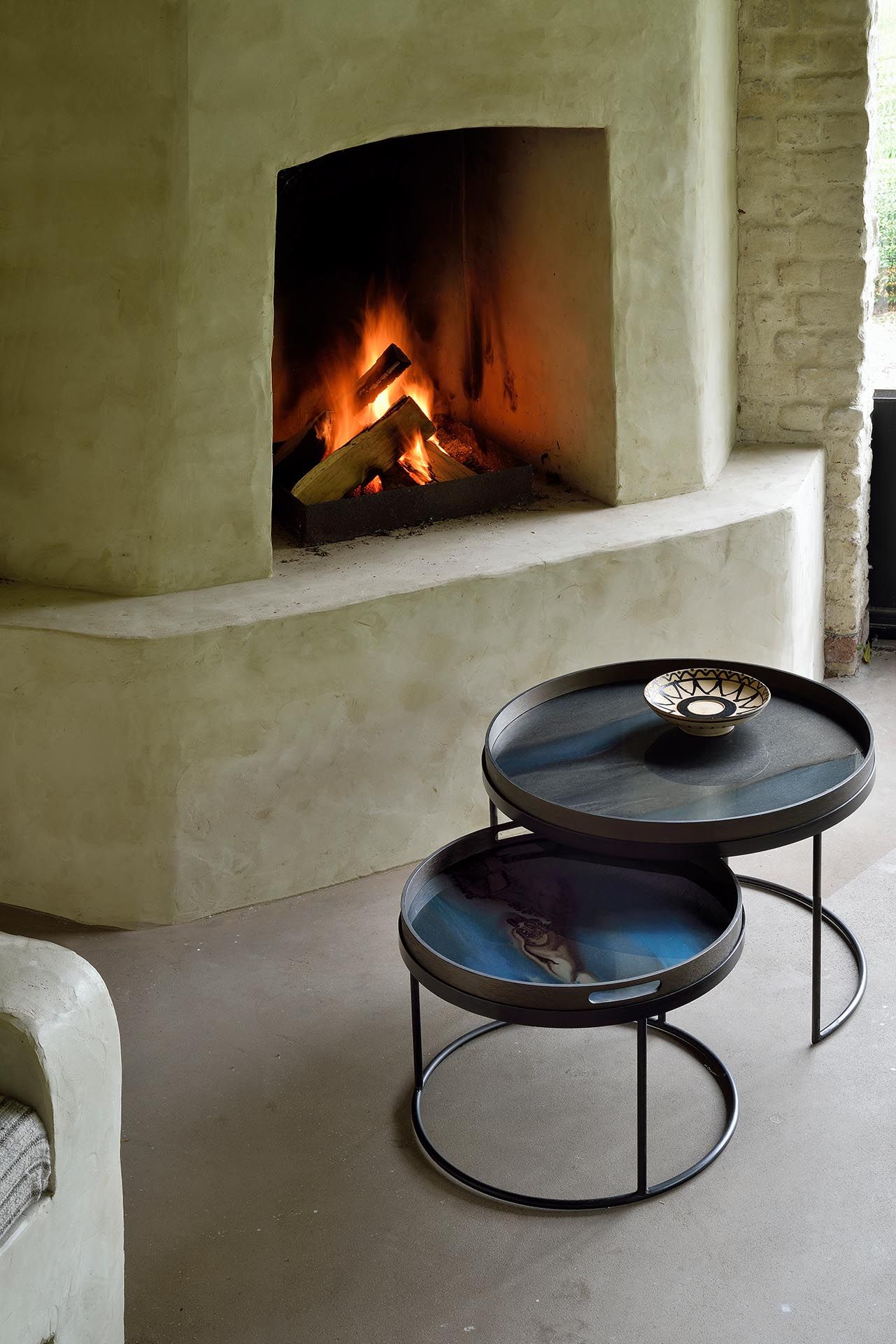 Couchtisch 2-er Set Schwarz Rund S/L Ethnicraft