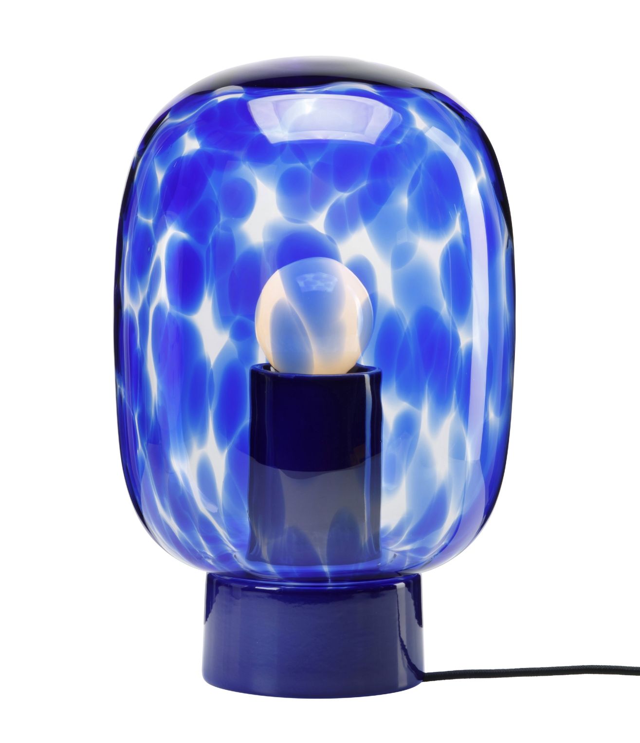 Blaue Flakes Tischleuchte mit Muster und warmweißem Licht, moderne Wohnraumleuchte.