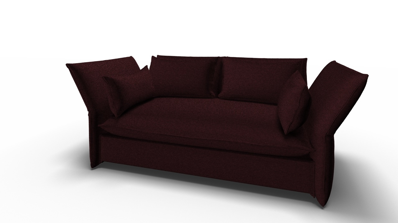 Mariposa Sofa in Bordeaux von Vitra, ein moderner 2-Sitzer mit weichen Kissen.