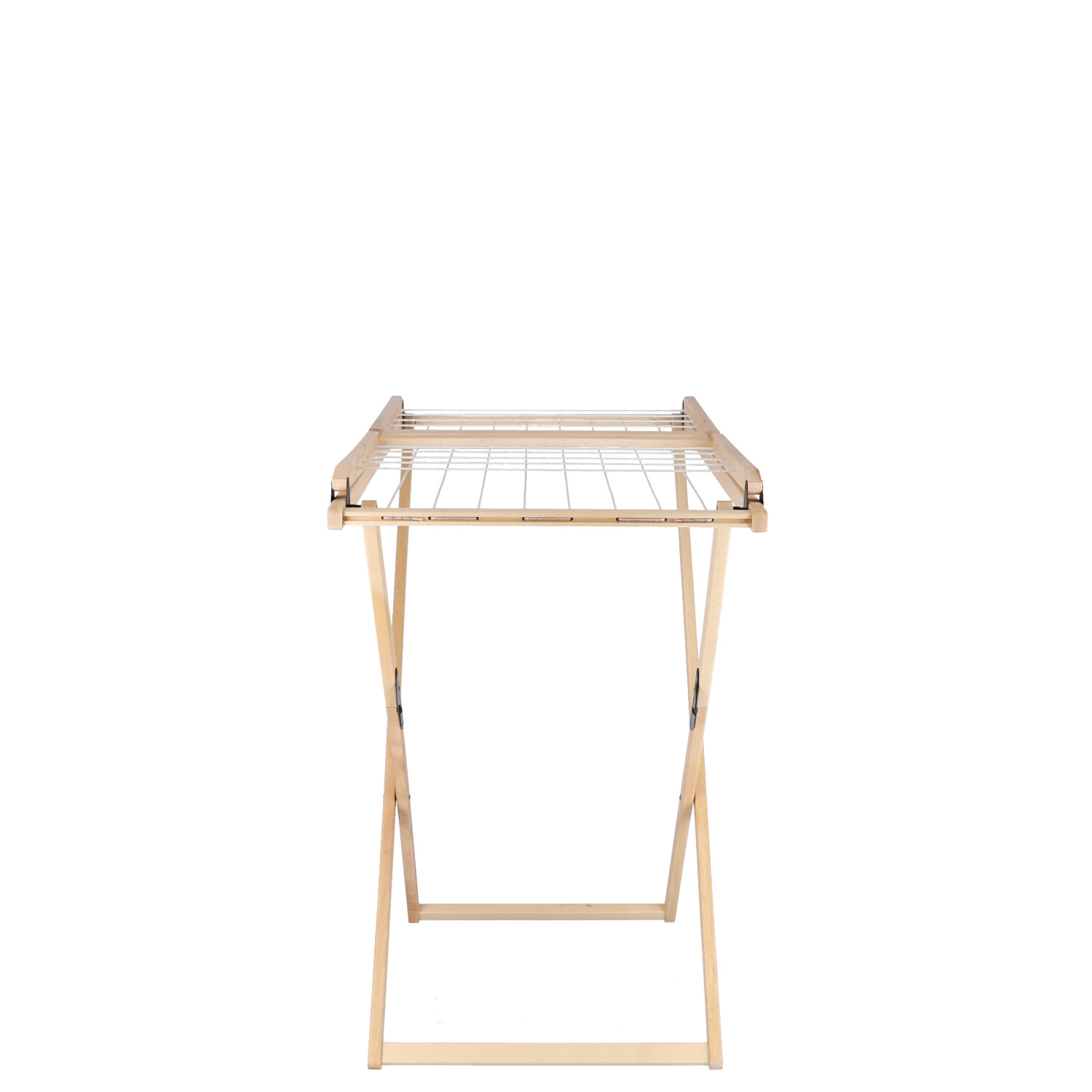 Vivo Wäscheständer von Jan Kurtz aus hellem Holz, freistehend und zusammenklappbar für den Innenbereich.