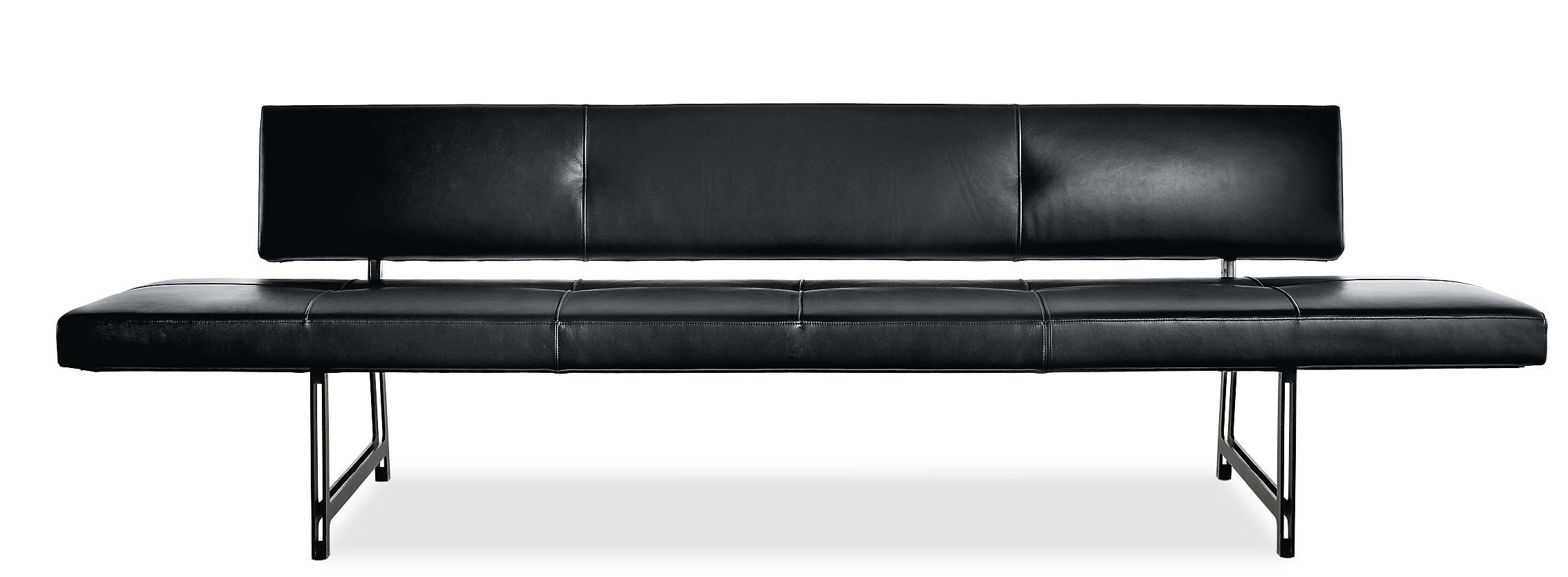 Schwarze 510 Foster Polsterbank von Walter Knoll mit Lederbezug und filigranem Metallgestell.