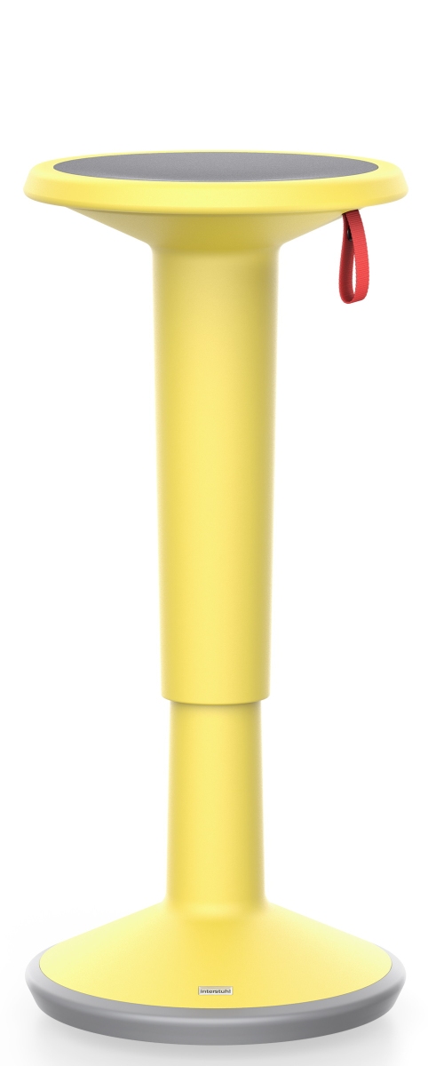 UPis1 Stehhocker von Interstuhl in Zitronengelb, ergonomischer Bürohocker für dynamisches Sitzen und Stehen.