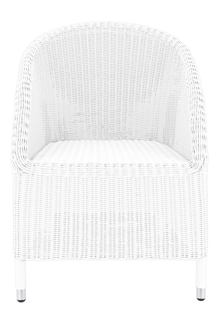 Weißer Outdoor Sessel von Jan Kurtz, Rattan Optik, bequemer Gartensessel für Balkon und Terrasse.